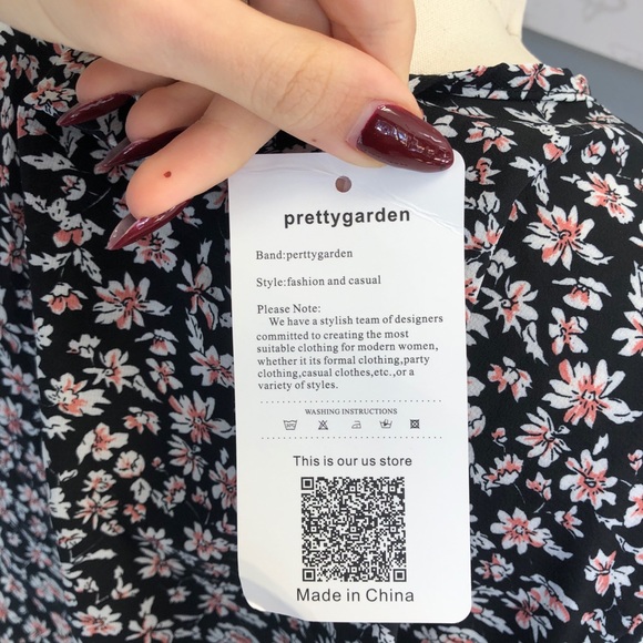 PRETTYGARDEN Women's Long Sleeve Vintage Wrap Dress Floral Print V-Neck e101-2 - Picture 7 of 8